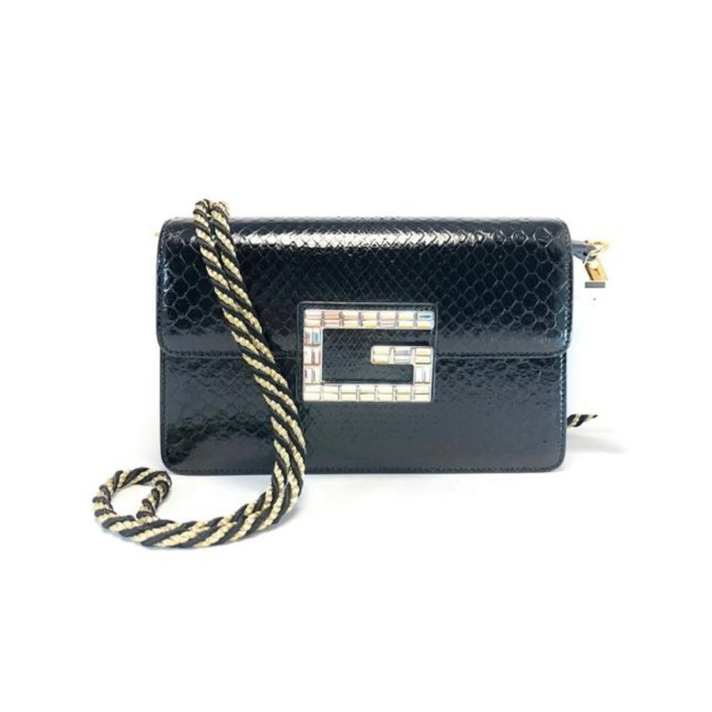 Gucci Broadway Small Snakeskin Black Python Skin … - image 1